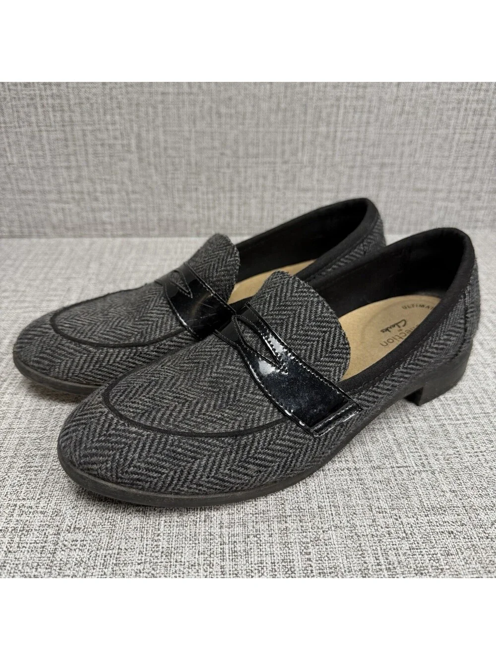 Clarks Shoes Womens Sz 6.5 M Slip On Penny Loafers Black Trish Rose Preppy